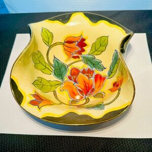 Antique Hand painted Noritake Gold Trim Ruffled Bowl